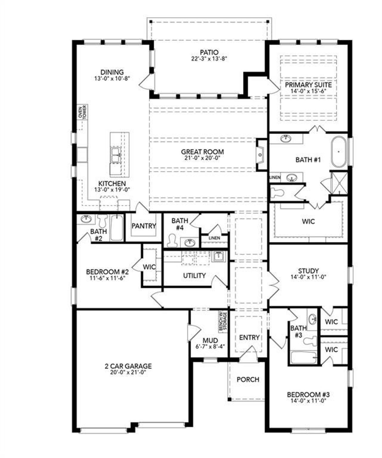 2D floor plan layout of this home in Timberbrook, Justin, TX (Image 2). 2D floor plan layout of this home in Timberbrook, Justin, TX (Image 2).