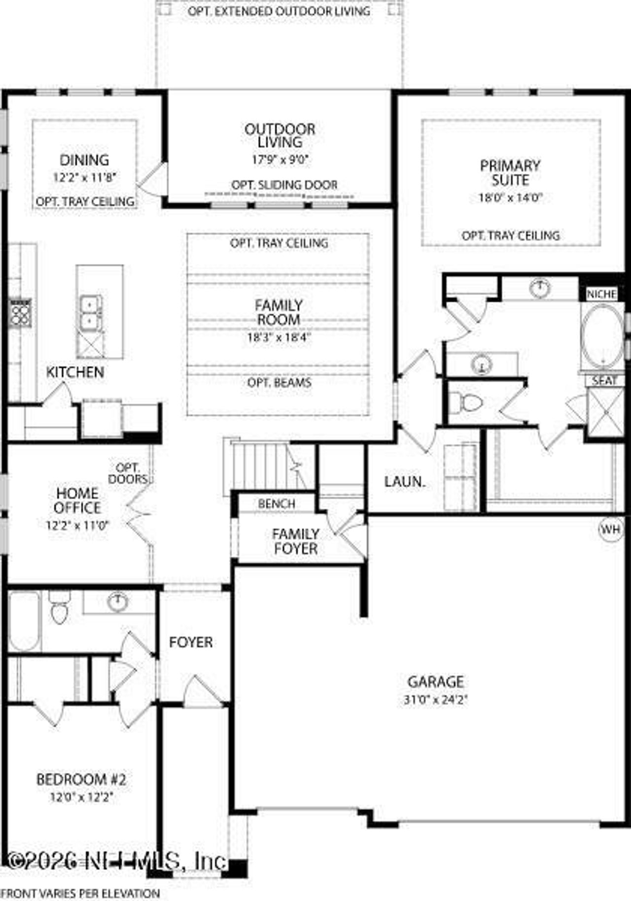 2D floor plan layout of this home in Trailmark - Phase 10, St. Augustine, FL (Image 2).