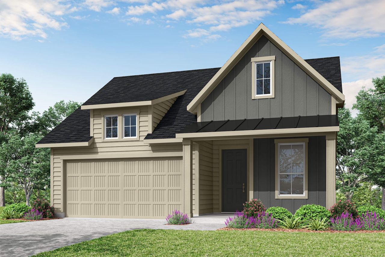 Representative exterior photo of a completed home built from the Aspen by Tri Pointe Homes in Landmark, Denton, TX (Image 2). Representative exterior photo of a completed home built from the Aspen by Tri Pointe Homes in Landmark, Denton, TX (Image 2).