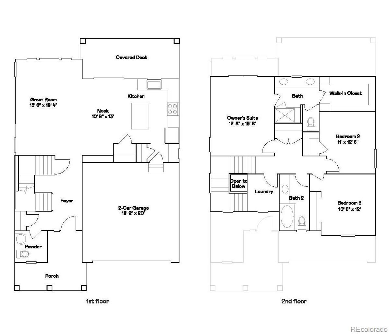 2D floor plan layout of this home in Ken-Caryl Ranch, Littleton, CO (Image 2).