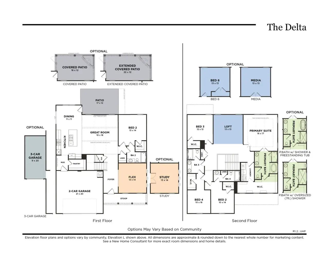The Delta with Gourmet Kitchen & Opt. 3-Car Garage and Gas Fireplace on Patio (R2.1)