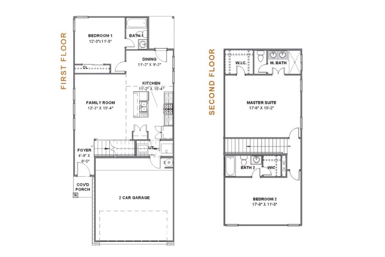 2D floor plan layout for the Iris 2400 B by Saratoga Homes in Harmony Cove, Humble, TX (Image 2).