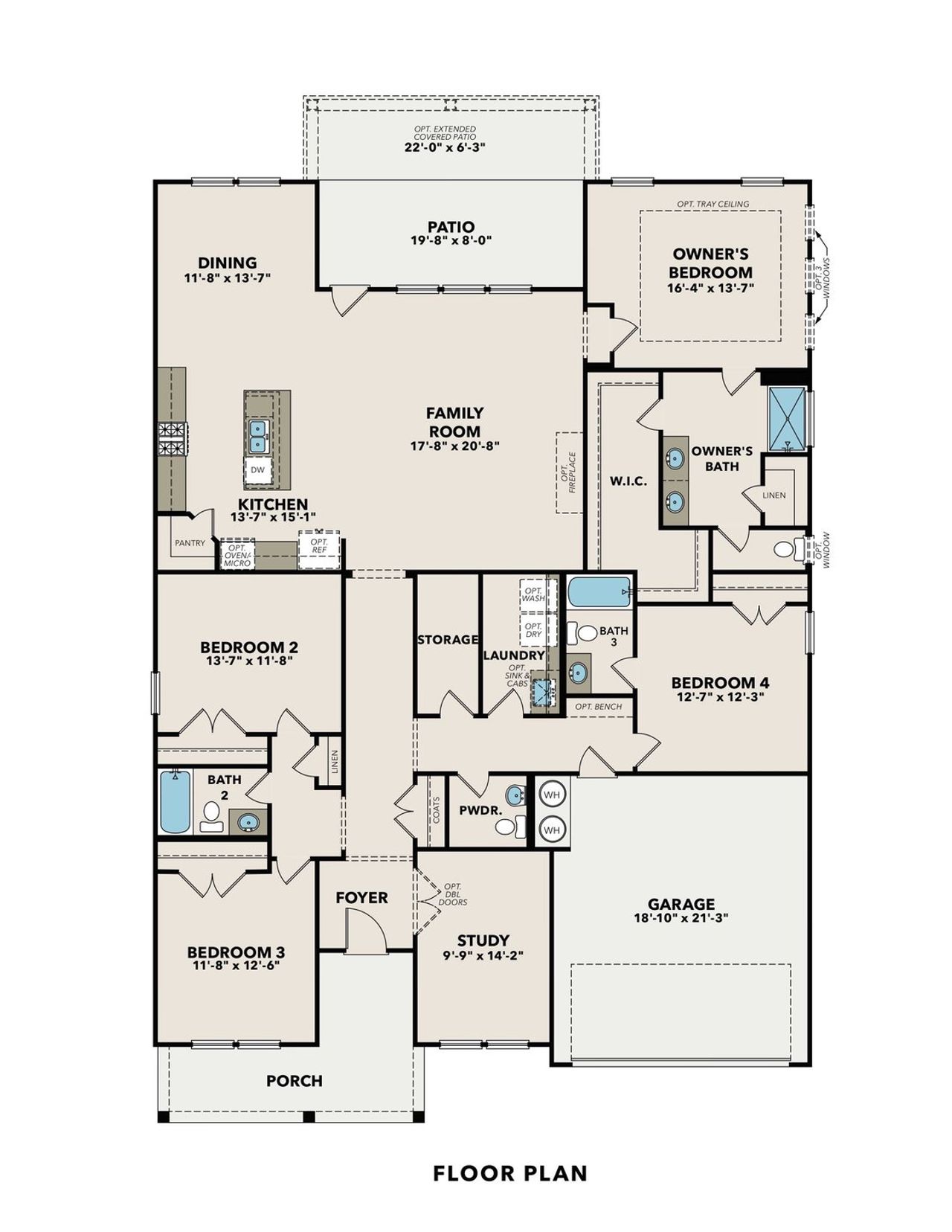 2D floor plan layout for the The Harrison G by Davidson Homes LLC in Cedar Farms, Winder, GA (Image 2).