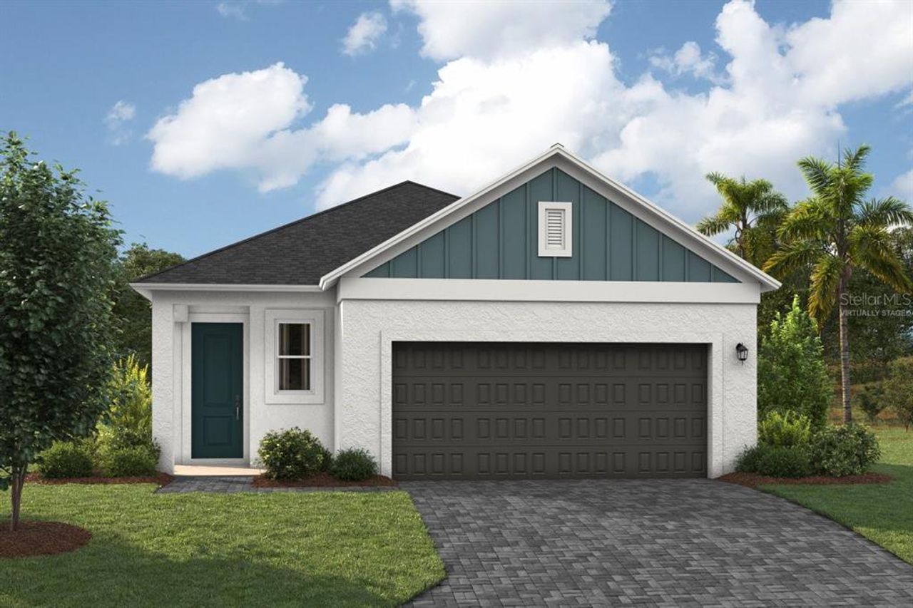 Front exterior of a new home in Cherrywood Preserve, Ocala, FL, highlighting curb appeal (Image 2).