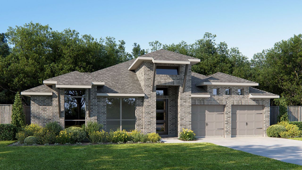 Representative exterior photo of a completed home built from the 3275W by Perry Homes in Stonecreek Estates 60', Richmond, TX (Image 2).