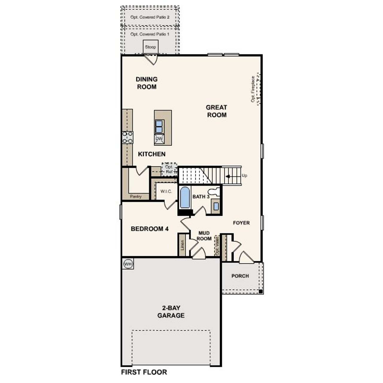 2D floor plan layout of this home in The Ridge at Trinity Ranch, Elgin, TX (Image 2).