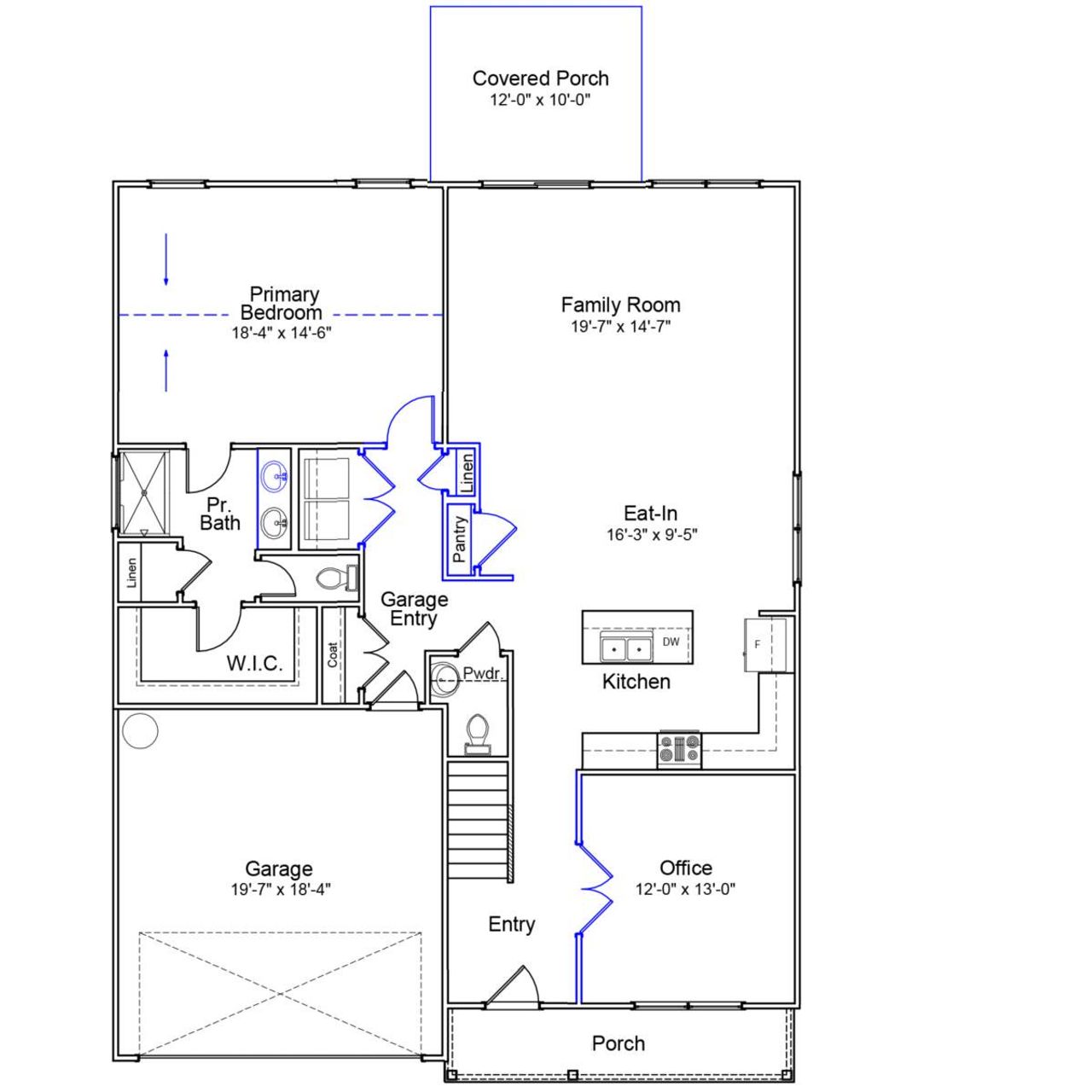 2D floor plan layout of this home in Burke Estates, Chesnee, SC (Image 2).