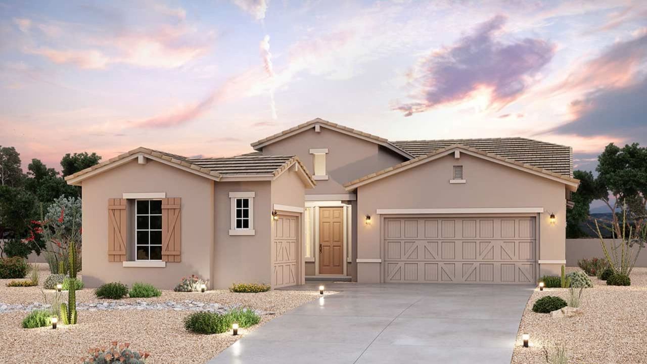 Representative exterior photo of a completed home built from the Coral by Brightland Homes in Arroyo Seco - Hacienda, Buckeye, AZ (Image 2).