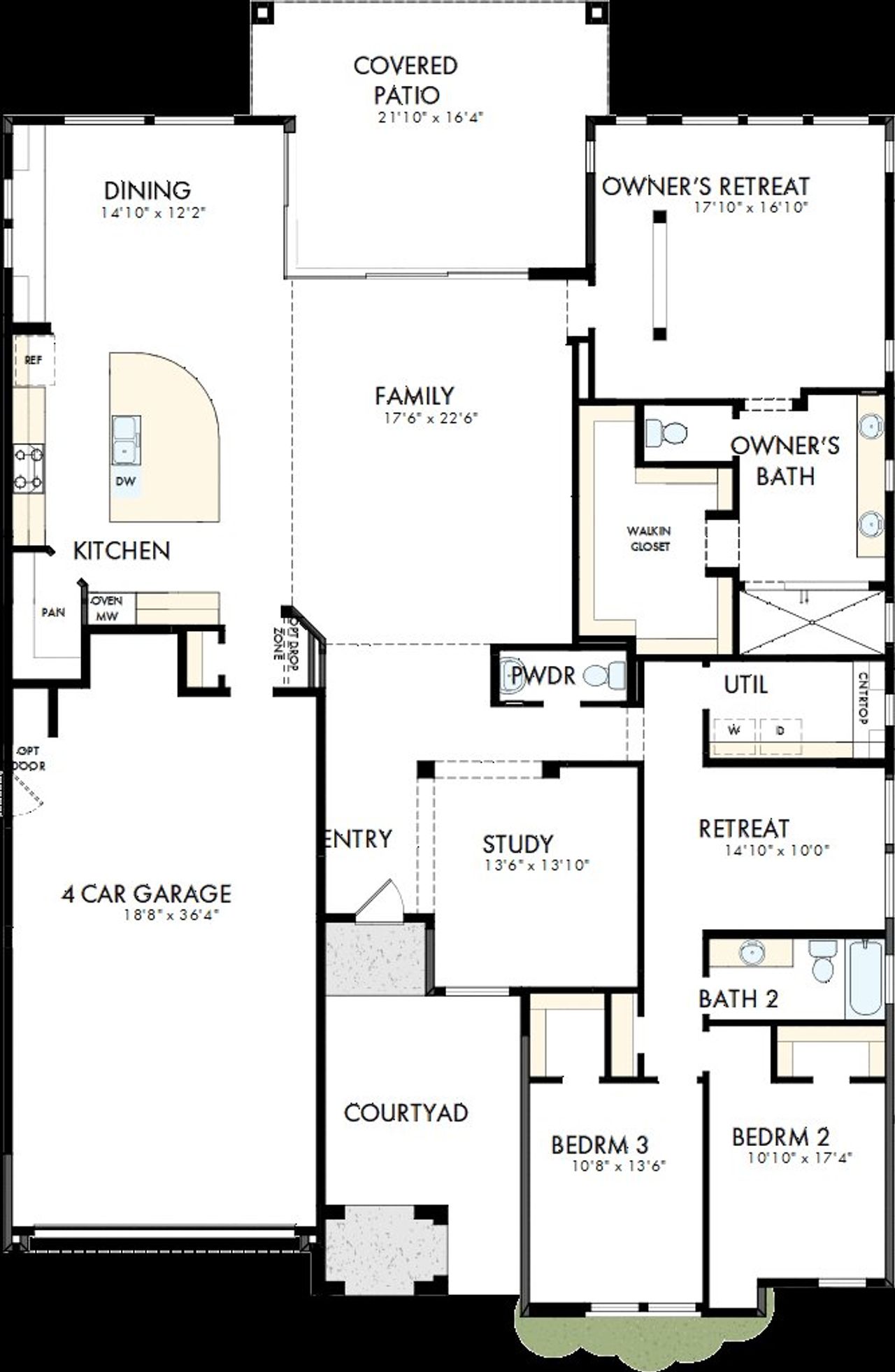 2D floor plan layout of this home in Canyon Views – 70’ Sunrise Series, Litchfield Park, AZ (Image 2).