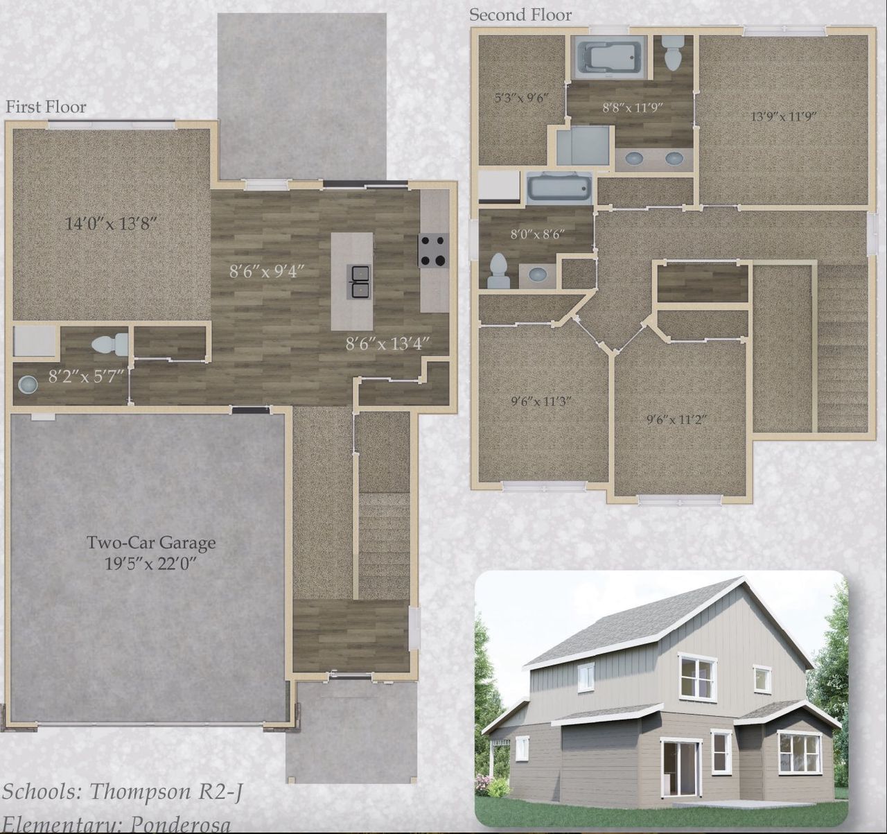 2D floor plan layout for the The Gunnison II by Aspen Homes in Wilson Commons, Loveland, CO (Image 2).