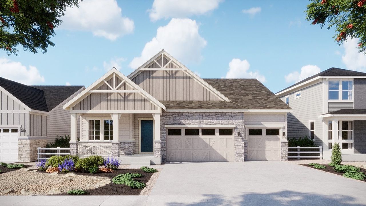 Representative exterior photo of a completed home built from the 5002 by New Home Co. in The Estates Collection at Murphy Creek, Aurora, CO (Image 2).