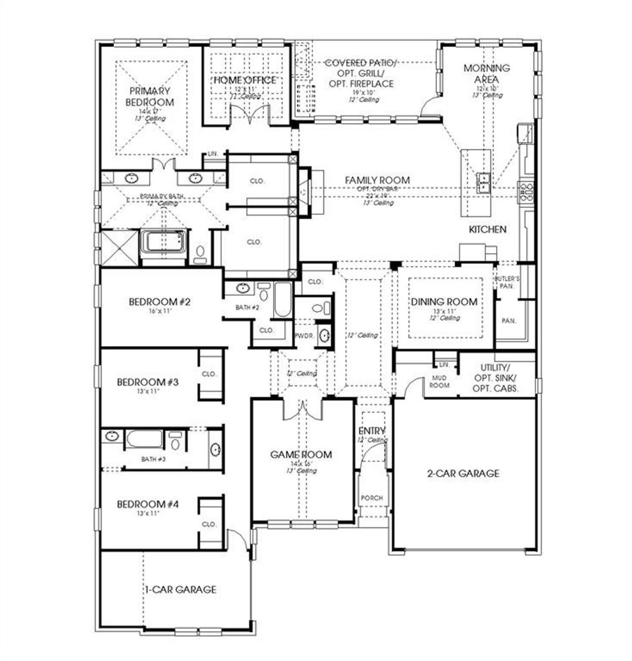 2D floor plan layout of this home in Adkins Park 70', Hurst, TX (Image 2).