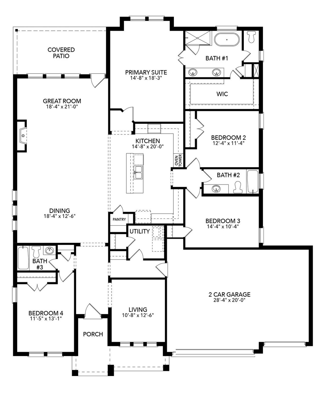 2D floor plan layout of this home in Bluffs at Northpointe, Fort Worth, TX (Image 2).