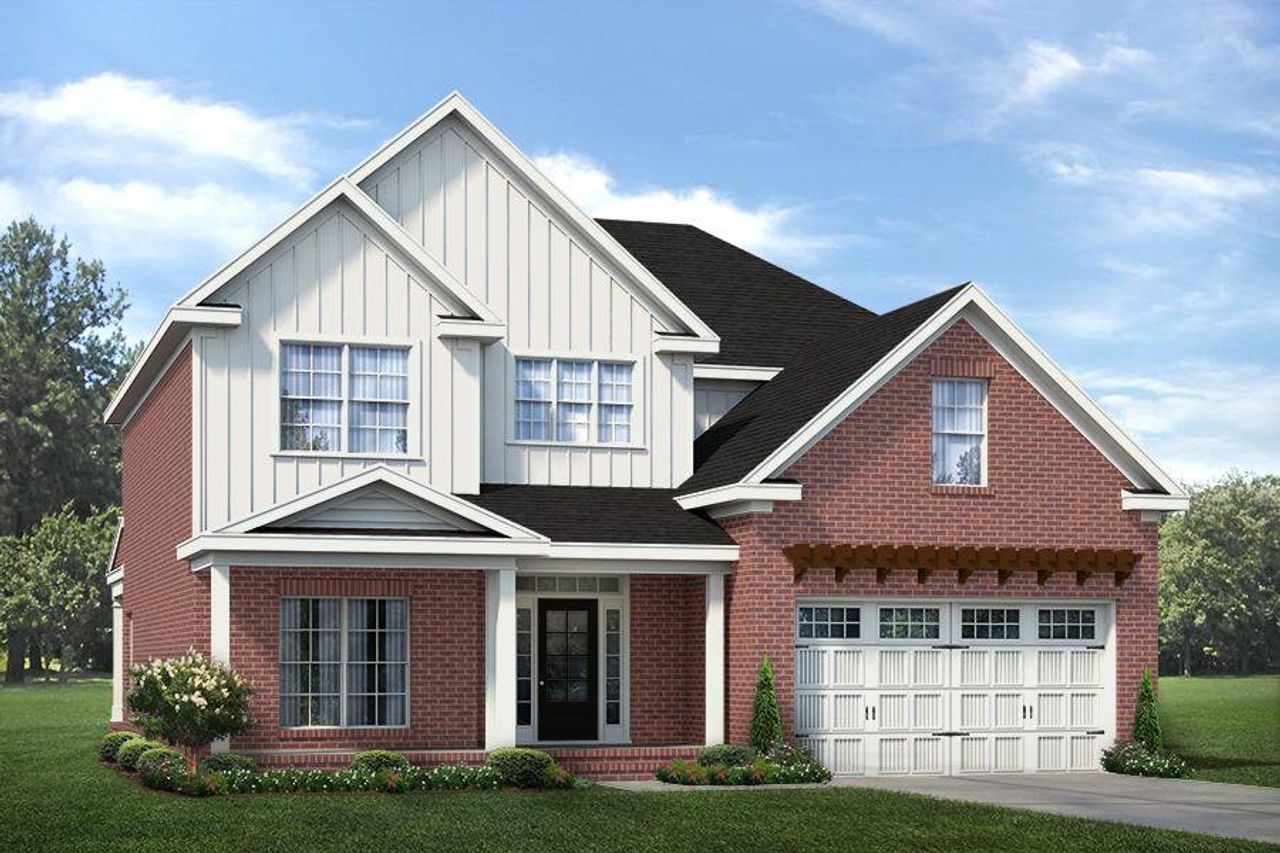 Representative exterior photo of a completed home built from the Hilton Family by First Choice Home Builders in Highland Lakes, Evans, GA (Image 2).
