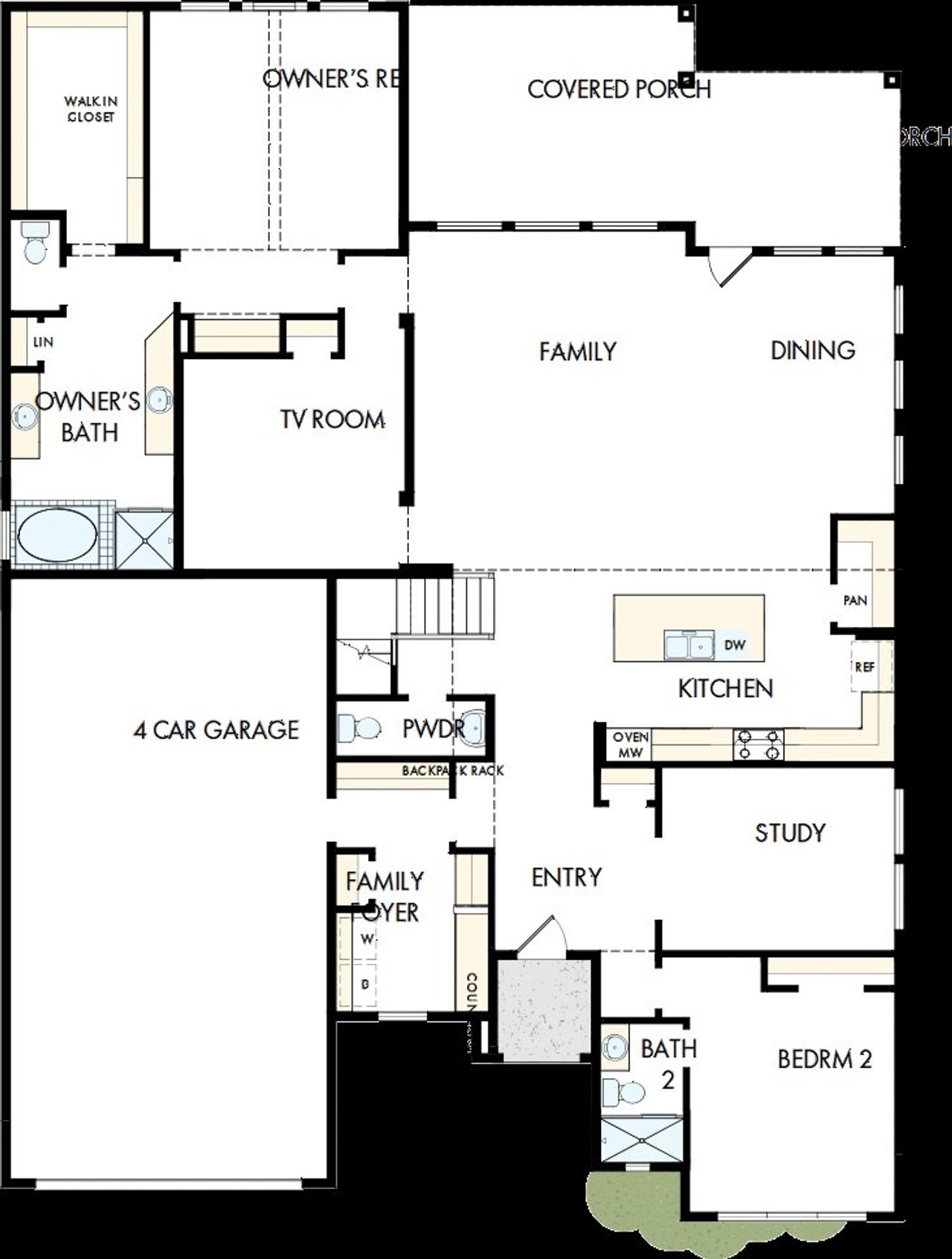 2D floor plan layout of this home in Northshore at Lakewood Village - Garden Series, Lakewood Village, TX (Image 2).