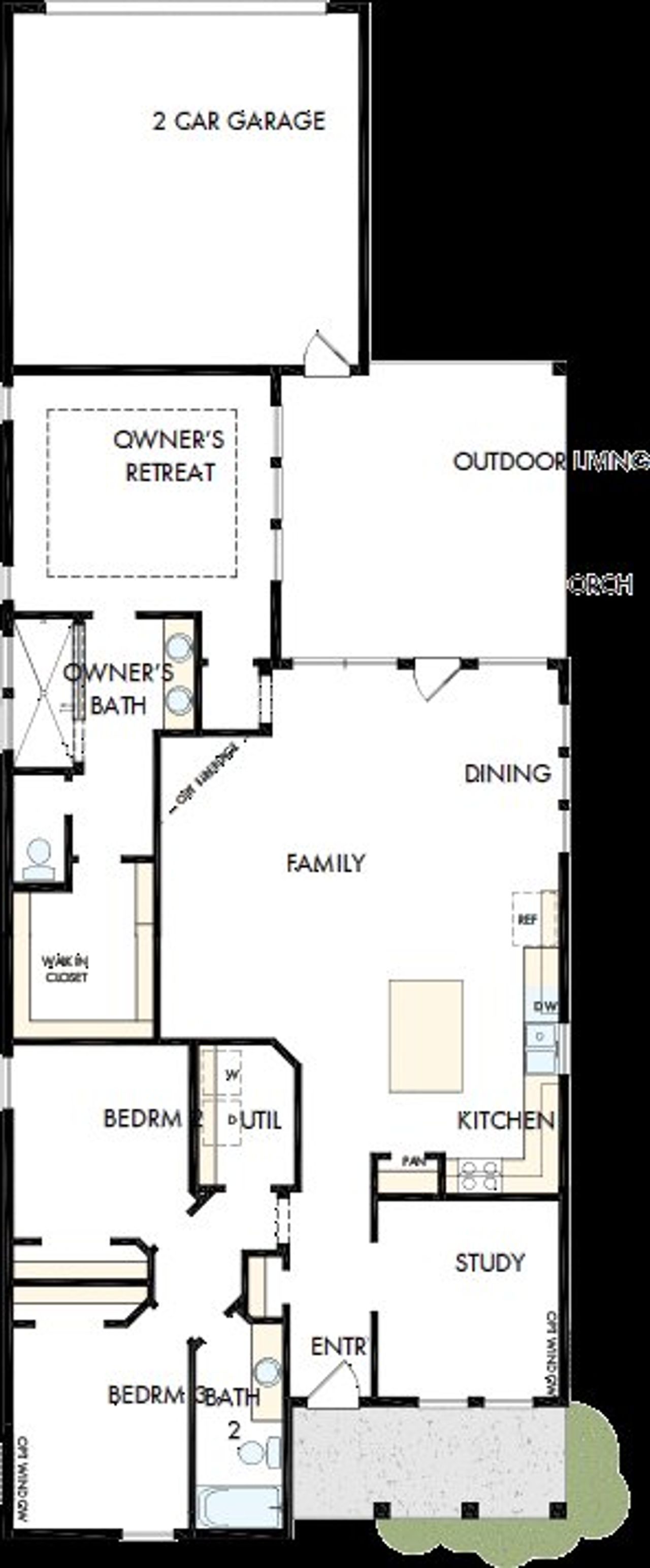 2D floor plan layout of this home in Two Step Farm 42', Montgomery, TX (Image 2).