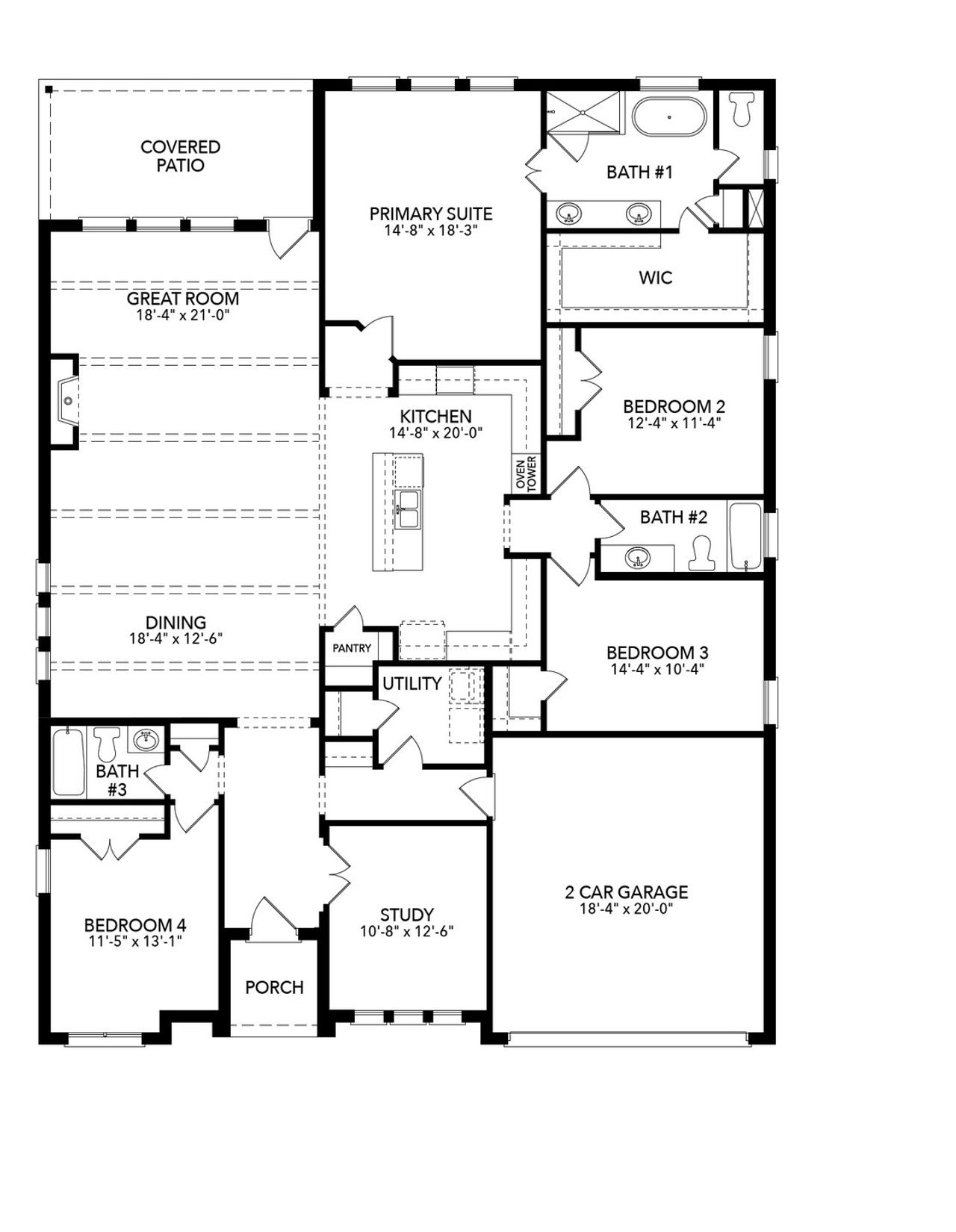 2D floor plan layout of this home in Sheppard's Place, Waxahachie, TX (Image 2).