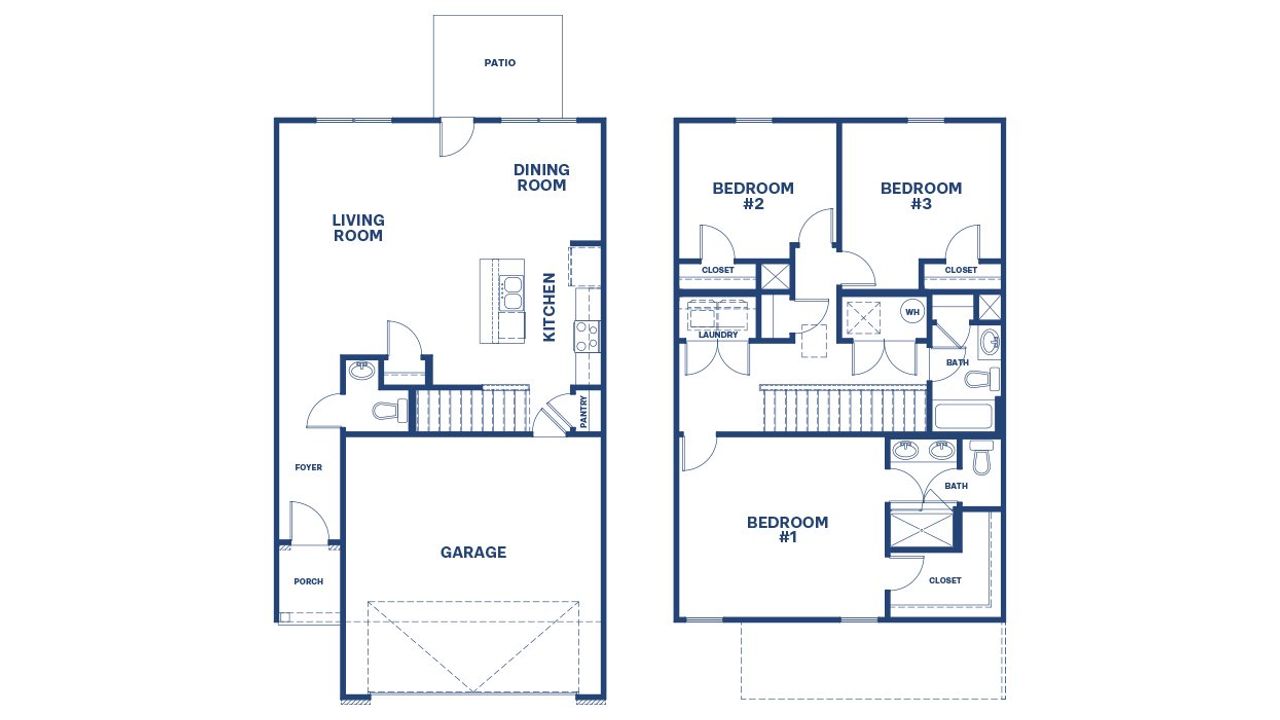 2D floor plan layout of this home in Rushing Waters Townhomes, North Augusta, SC (Image 2).