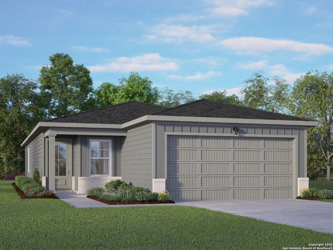 Front exterior of a new home in Applewhite Meadows, San Antonio, TX, highlighting curb appeal (Image 2).