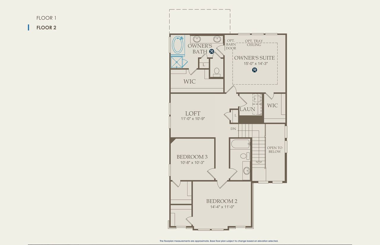 2D floor plan layout of this home in Wolf Ranch, Georgetown, TX (Image 2).