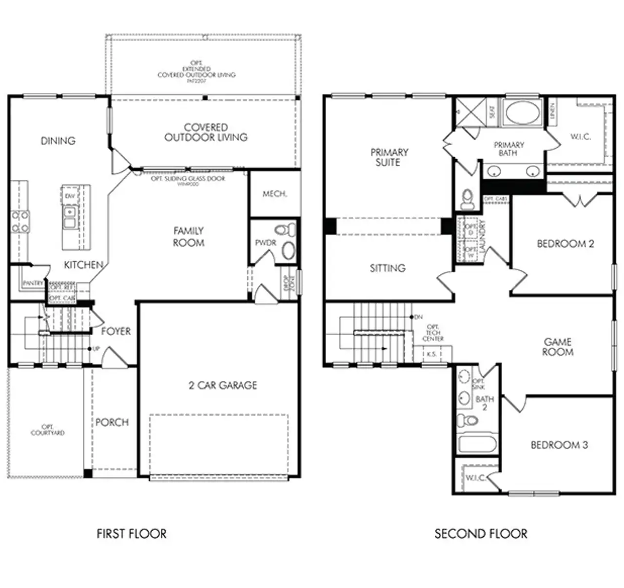 2D floor plan layout of this home in Bridge Creek Village - Luxe Series, Cypress, TX (Image 2).