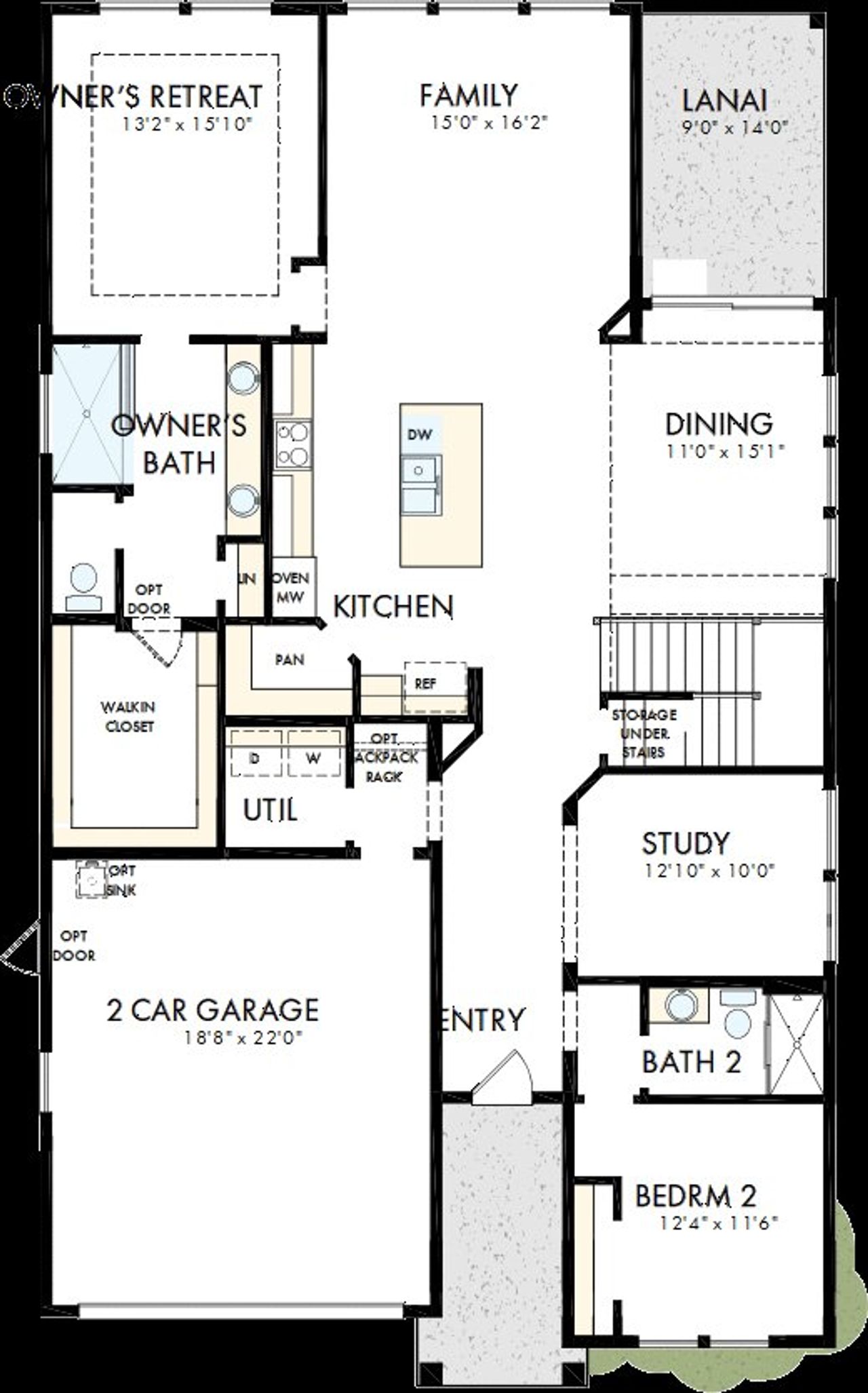 2D floor plan layout of this home in Mariposa at EverRange, Jacksonville, FL (Image 2).