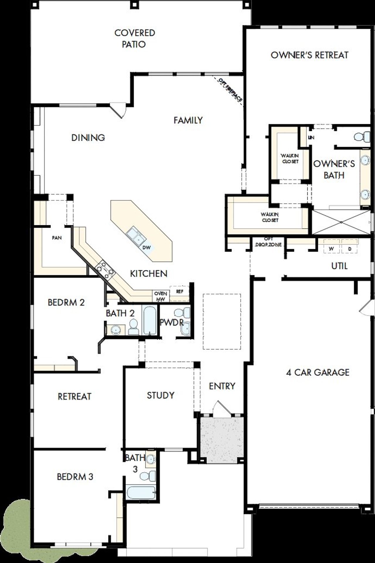 2D floor plan layout of this home in Canyon Views – 70’ Sunrise Series, Litchfield Park, AZ (Image 2).