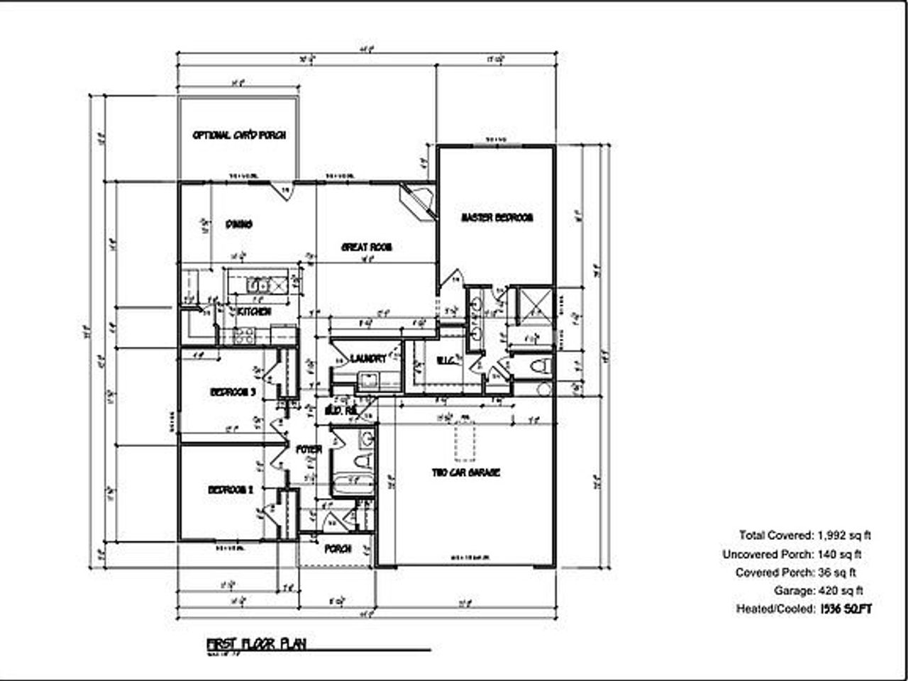 2D floor plan layout for the Dogwood by Hardeman Communities in Creekstone, Dawsonville, GA (Image 2).