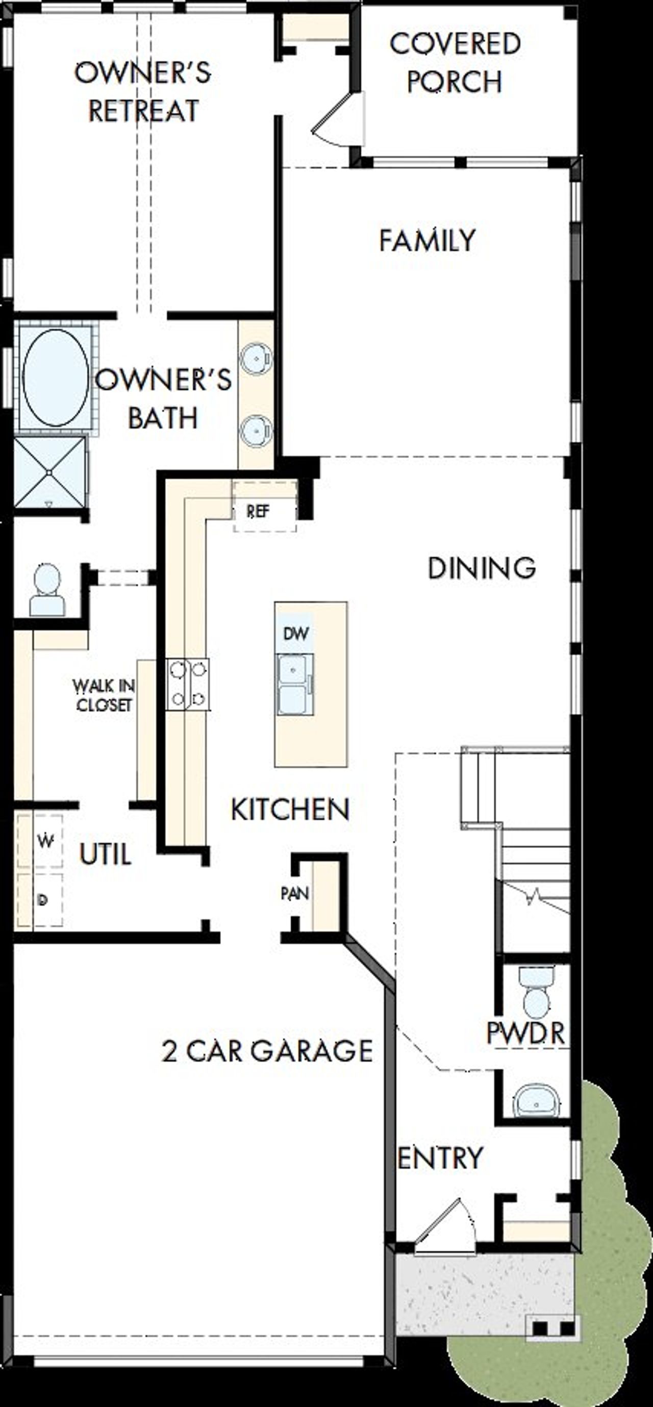 2D floor plan layout of this home in Double Creek Crossing – Craftsman Series, Round Rock, TX (Image 2).
