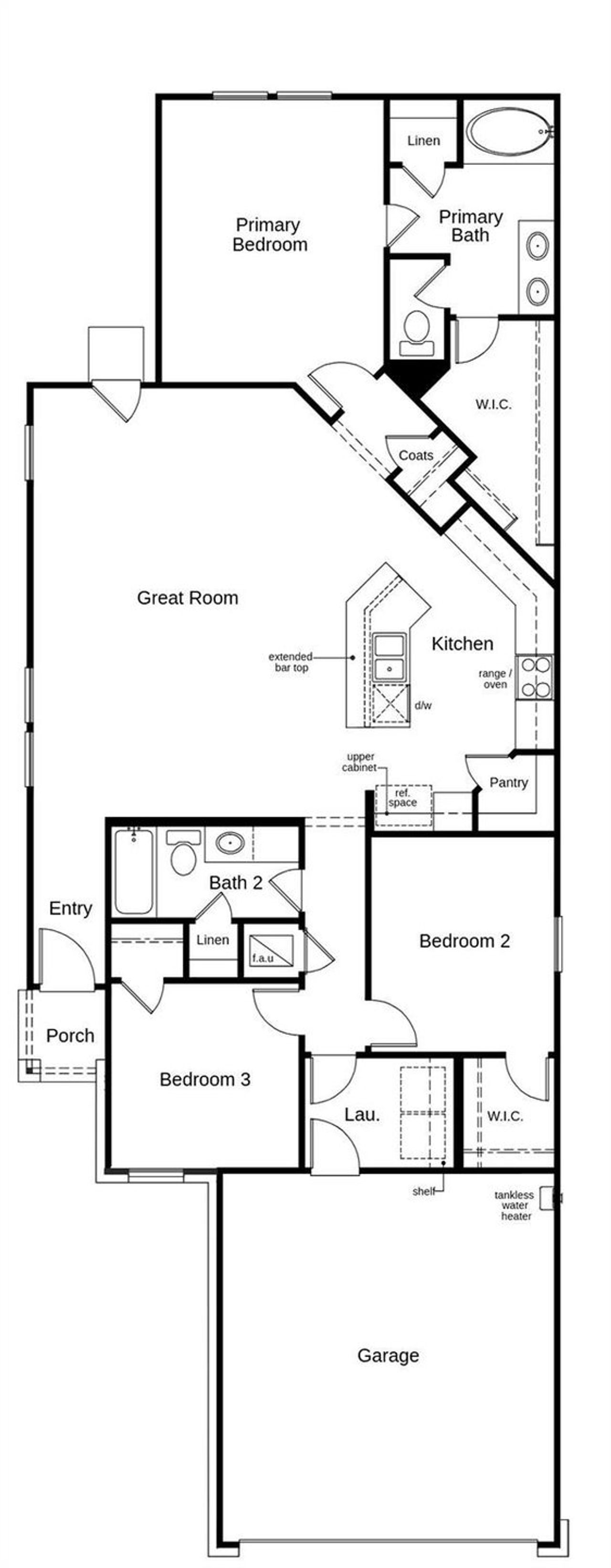 This floor plan features 3 bedrooms, 2 full baths and over 1,500 square feet of living space.
