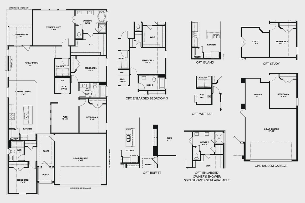 2D floor plan layout of this home in Green Oaks Preserve, Arlington, TX (Image 2).