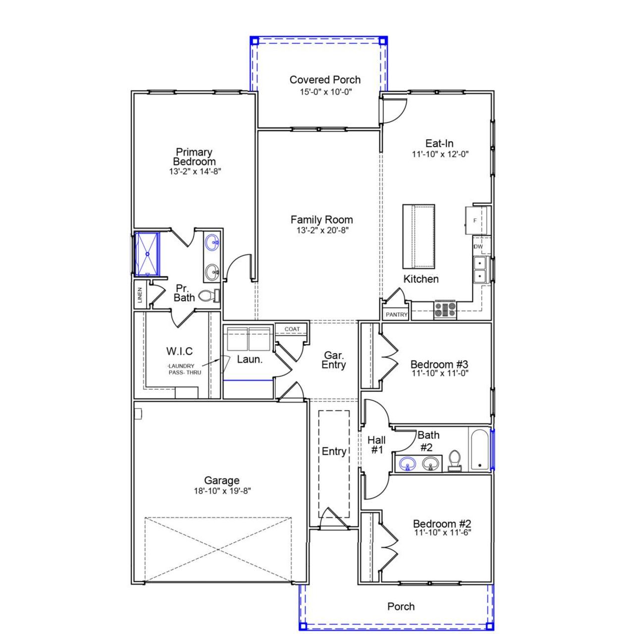 2D floor plan layout of this home in Cornerstone, Anderson, SC (Image 2).