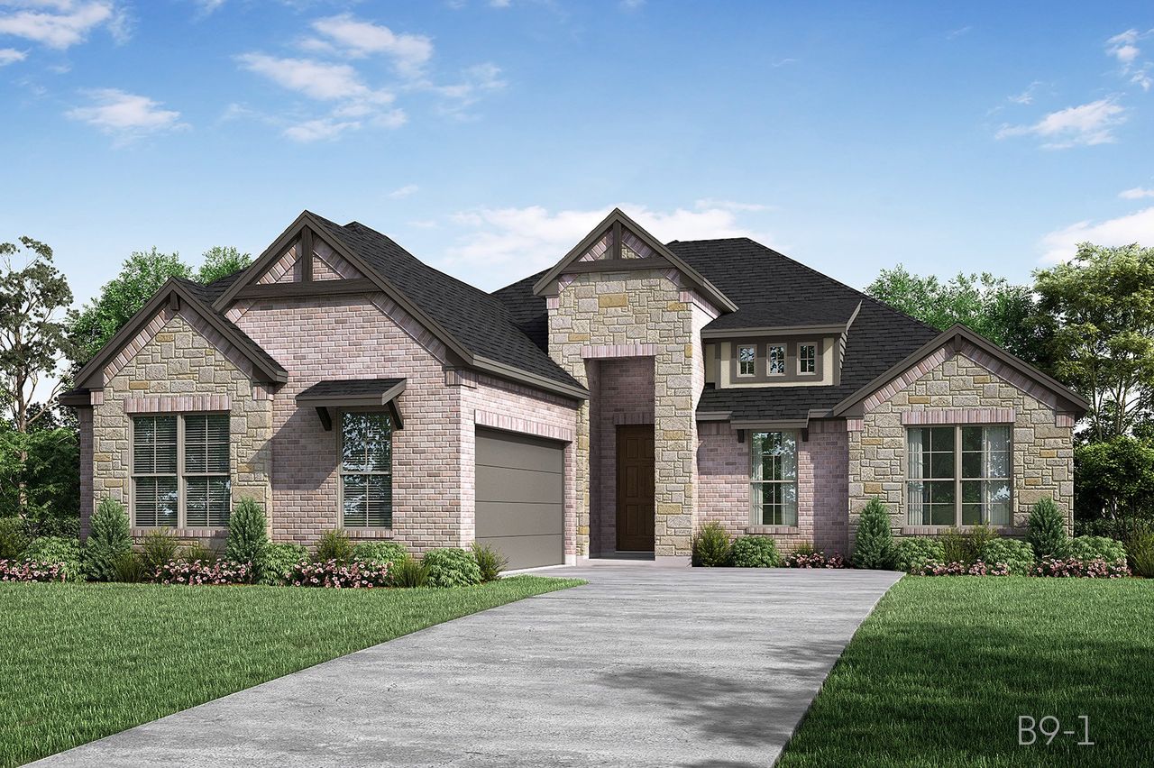 Representative exterior photo of a completed home built from the Sanford by John Houston Homes in Hayes Crossing - Phase 2, Midlothian, TX (Image 2). Representative exterior photo of a completed home built from the Sanford by John Houston Homes in Hayes Crossing - Phase 2, Midlothian, TX (Image 2).