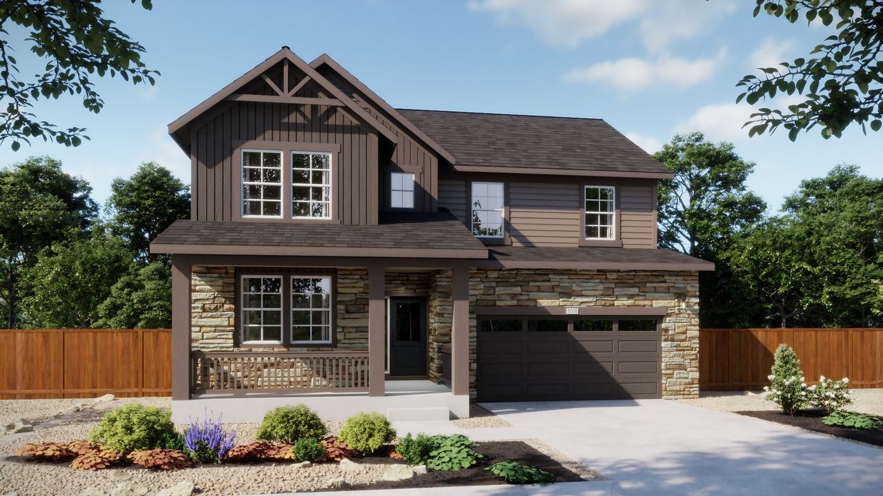 Representative exterior photo of a completed home built from the 4006 by Risewell Homes in Harvest Crossing, Aurora, CO (Image 2). Representative exterior photo of a completed home built from the 4006 by Risewell Homes in Harvest Crossing, Aurora, CO (Image 2).