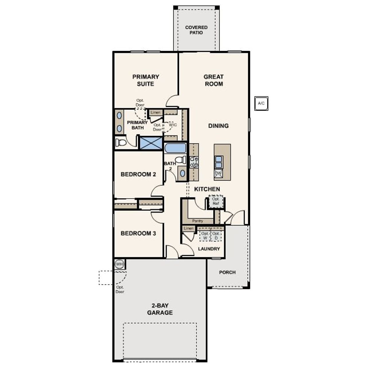 2D floor plan layout of this home in Skyline Village, San Tan Valley, AZ (Image 2).