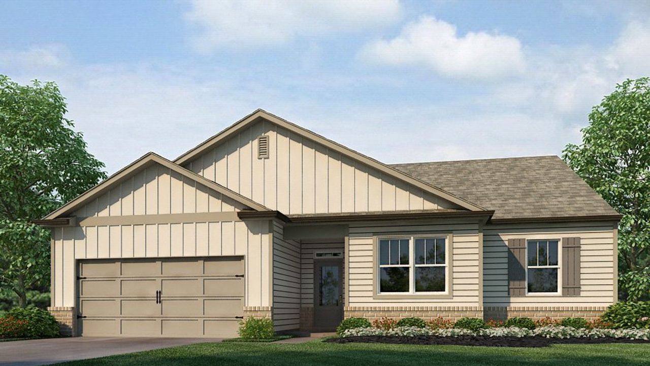 Representative exterior photo of a completed home built from the Booth by D.R. Horton in Grandview at Lanier, Dawsonville, GA (Image 2).
