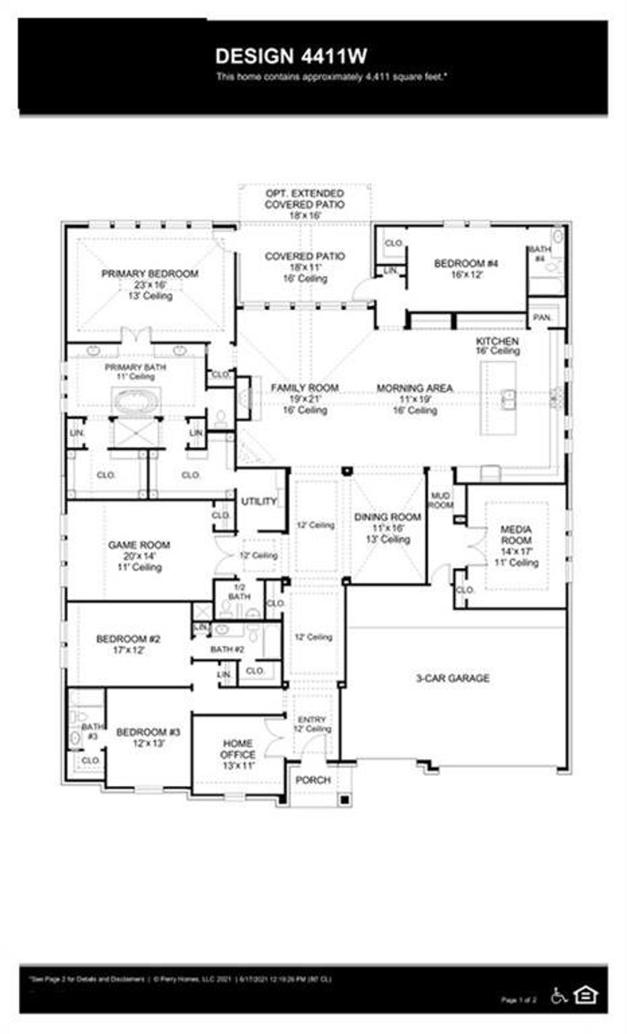 2D floor plan layout of this home in Terraces, Rockwall, TX (Image 2).