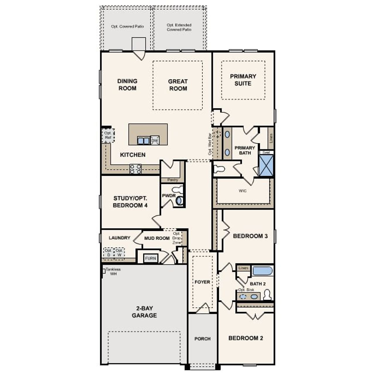 2D floor plan layout for the Carlsbad by Century Communities in Bayou Bend, Angleton, TX (Image 2). 2D floor plan layout for the Carlsbad by Century Communities in Bayou Bend, Angleton, TX (Image 2).
