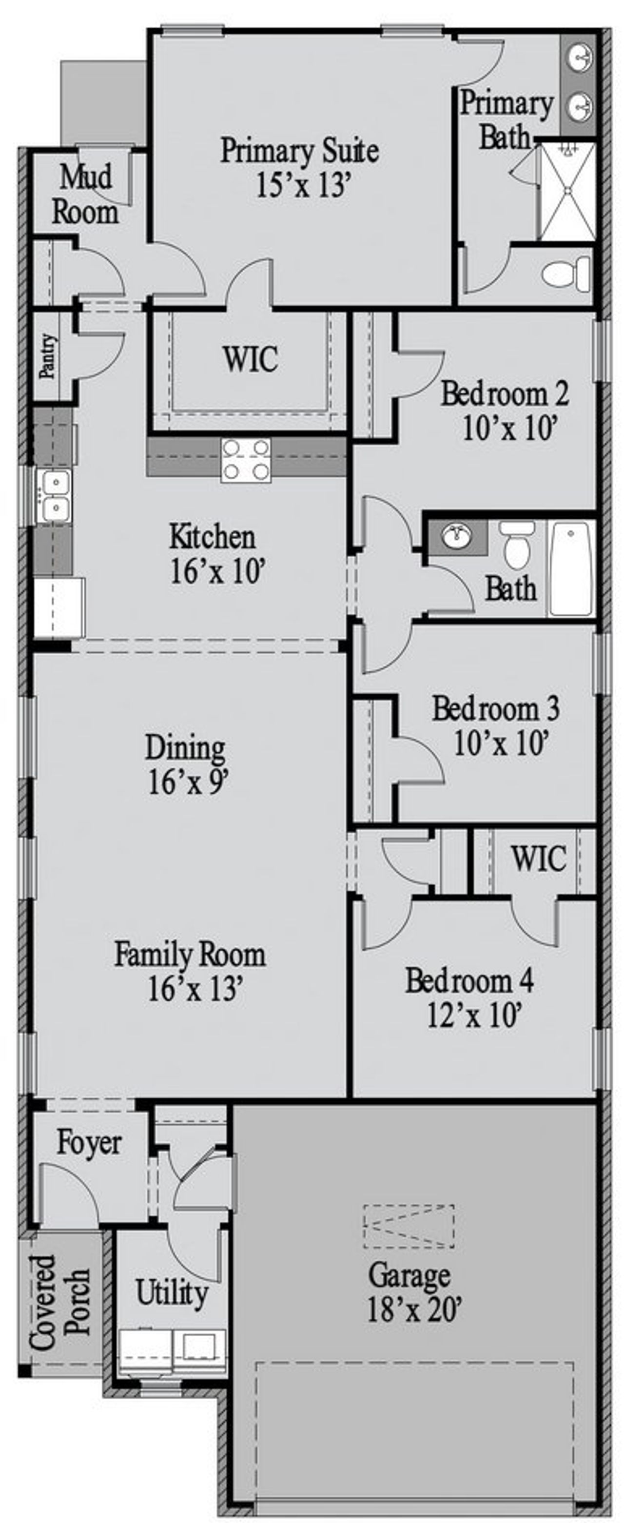 2D floor plan layout for the Chisholm by UnionMain Homes in Creekside, Royse City, TX (Image 2). 2D floor plan layout for the Chisholm by UnionMain Homes in Creekside, Royse City, TX (Image 2).