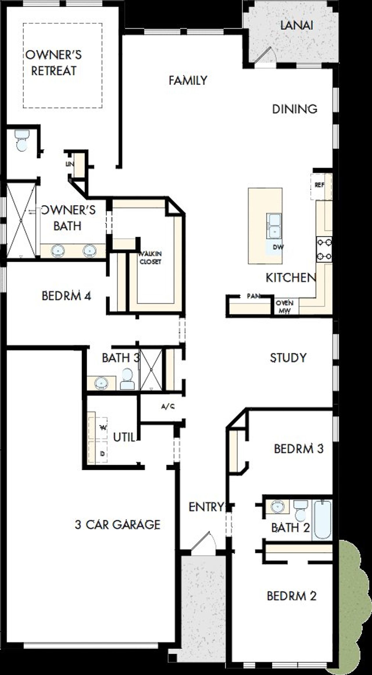 2D floor plan layout of this home in Waterset Classic Series, Apollo Beach, FL (Image 2).