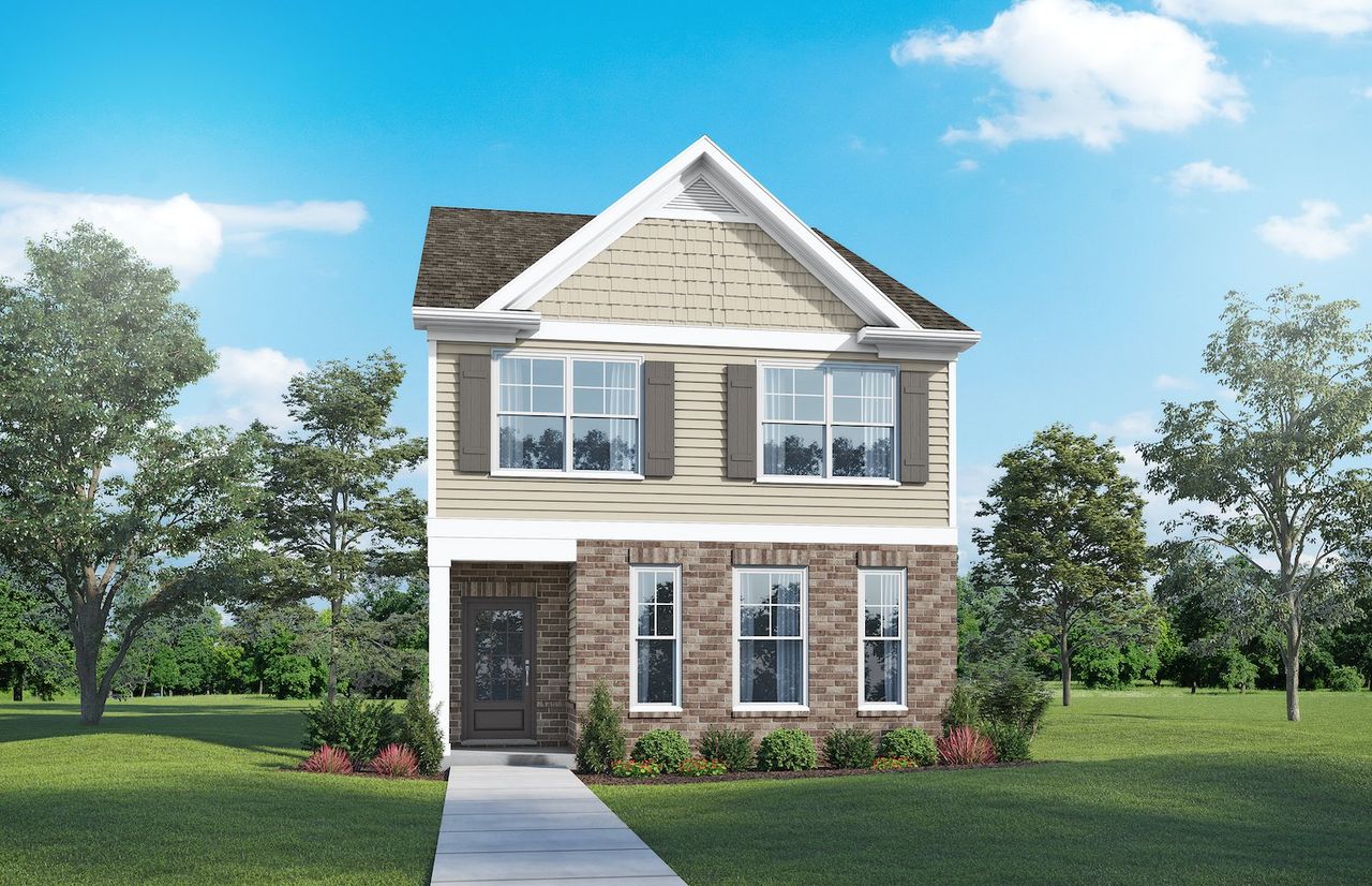 Representative exterior photo of a completed home built from the Field Glen by McKinley Homes in Mulberry Summit, Flowery Branch, GA (Image 2).