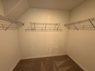 A spacious walk-in closet featuring carpeted flooring and abundant wire shelving for versatile storage solutions.