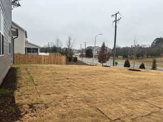 A spacious side yard with new sod in The Manors at Haywood Glen by D.R. Horton, Knightdale, NC.
