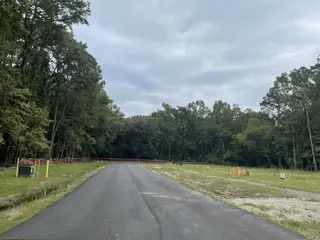 A scenic view of lush greenery and a paved road in Waterloo Estates by Dream Finders Homes (Johns Island, SC).