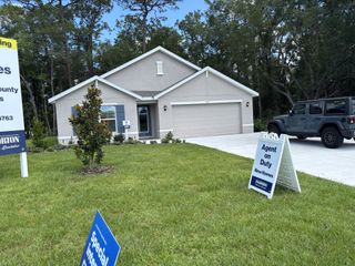 Street view A charming contemporary home with a lush lawn in Citrus County Spot Lots by D.R. Horton (Citrus Springs, FL).