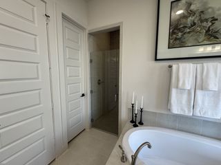 Shower Close-Up – A sleek walk-in shower with a modern tile design.