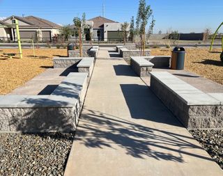 Elegant pathways and landscaped communal areas in Miravida by Mattamy Homes, Surprise, AZ.