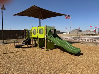 A vibrant playground with slides and shade in El Rancho Santa Rosa by Centex (Maricopa, AZ).