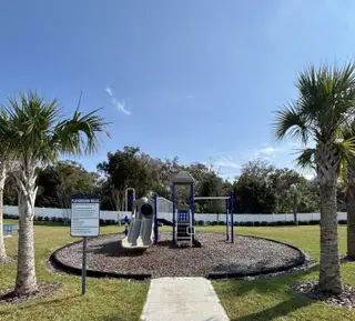 Community Amenities A fun community playground with swings, slides, and open green space in Oak Pointe by D.R. Horton (Apopka, FL).