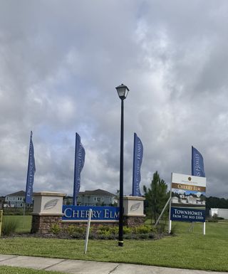 Street view Cherry Elm at SilverLeaf by Dream Finders Homes features modern townhomes in scenic St. Augustine, FL.